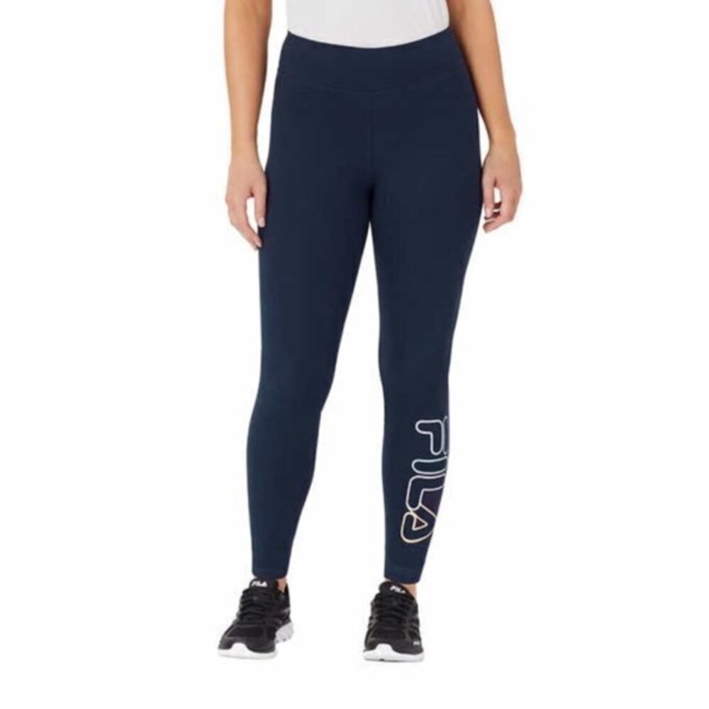 Fila Women's leggings Meduim Cotton Yoga pants Navy High waisted fit Ankle